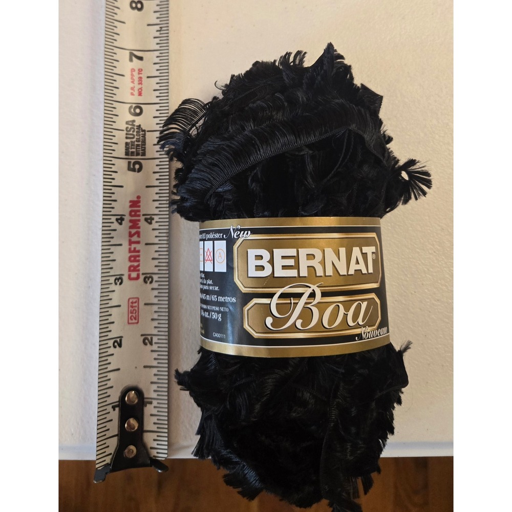 Bernat Boa Yarn Raven Black 81040 Eyelash 50g 71 Yards 1 Skein Knit Crochet